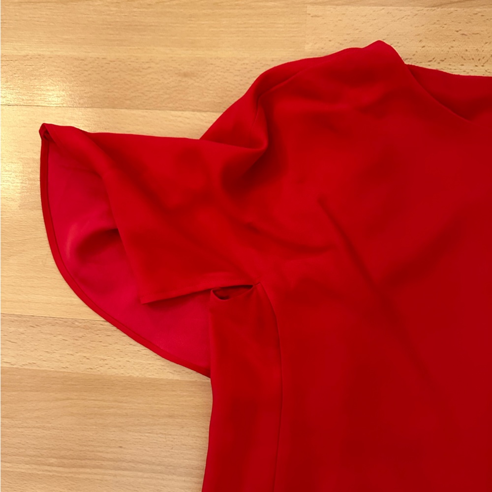 Chico's Red Midi Dress with Flutter Sleeves - Picture 3 of 8